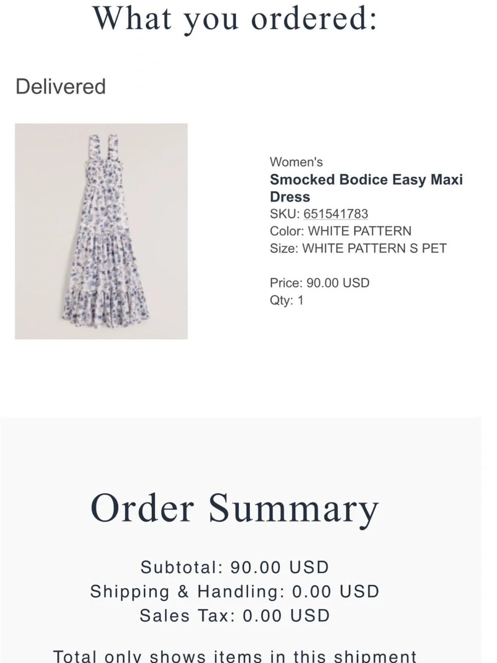 Like new Abercrombie & Fitch smocked bodice easy maxi dress